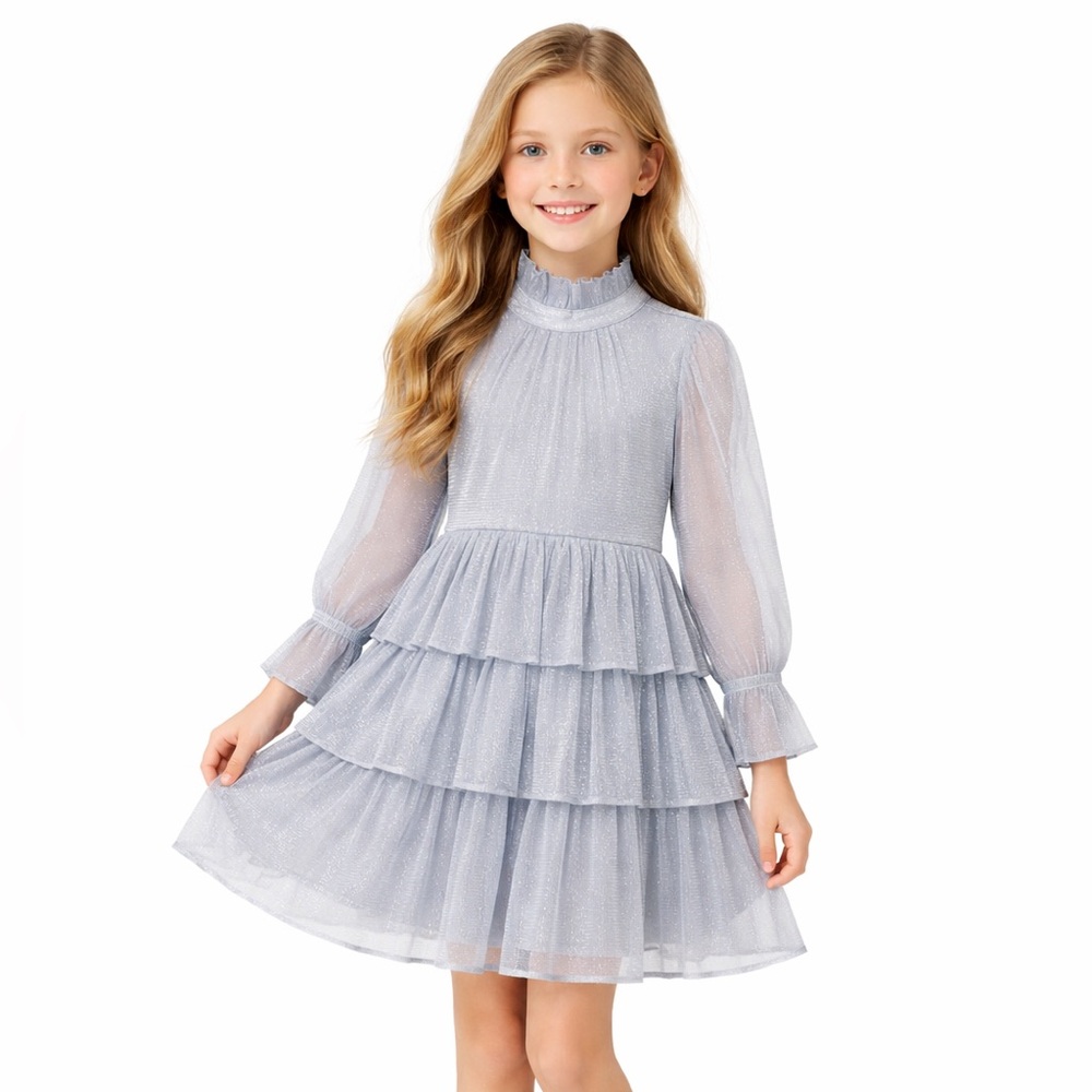 Janie and Jack Sparkle Mesh Ruffle Dress size 10